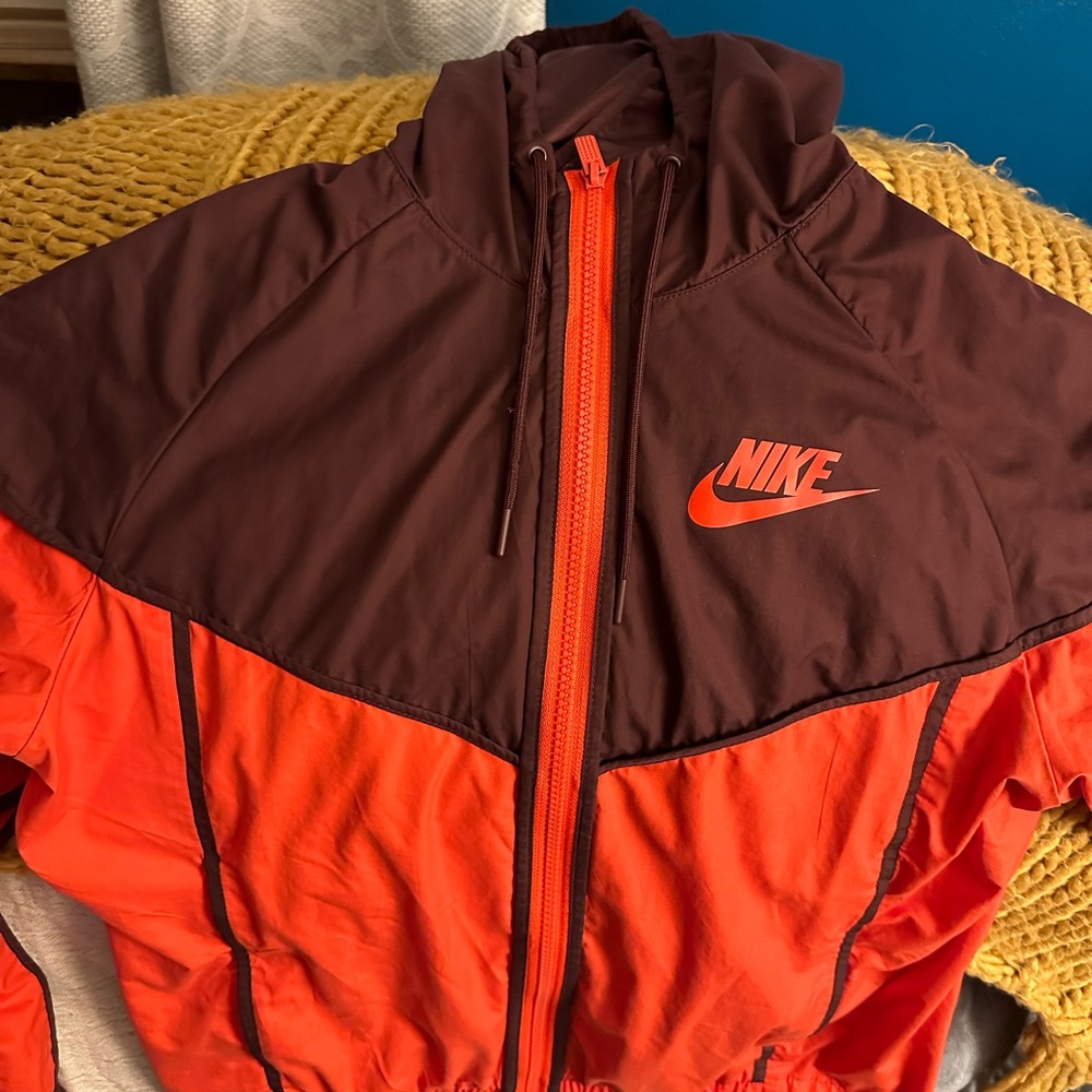 Nike red and burgundy Windrunner, windbreaker jacket, size small